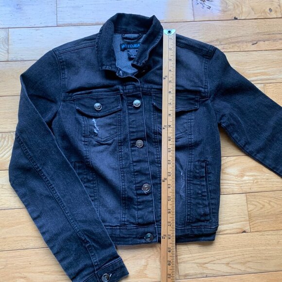 MOTO Jeans Black Denim Jacket | Women’s Size Small | Classic Trucker Style - Picture 5 of 8